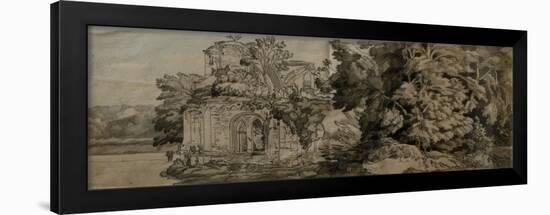 Netley Abbey (Pen & Ink with Wash on Paper)-Francis Towne-Framed Giclee Print