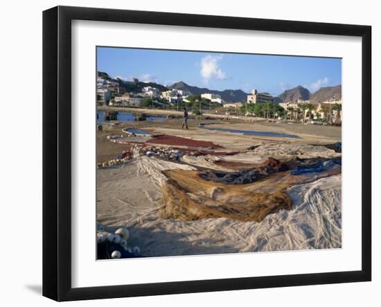 Nets Laid Out to Dry on Dockside, Mindelo, Sao Vicente, Cape Verde Islands, Atlantic, Africa-Renner Geoff-Framed Photographic Print