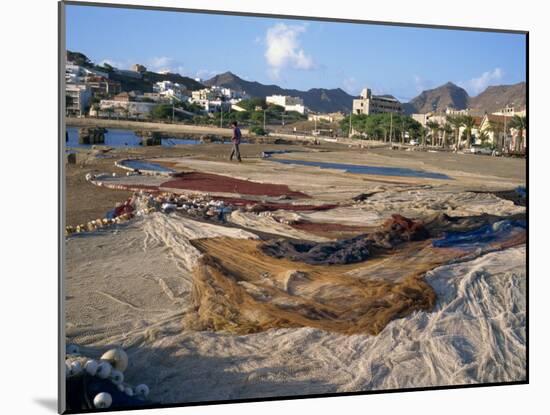 Nets Laid Out to Dry on Dockside, Mindelo, Sao Vicente, Cape Verde Islands, Atlantic, Africa-Renner Geoff-Mounted Photographic Print