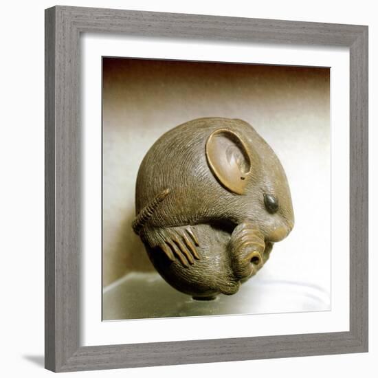 Netsuke carved in the form of a rat, one of the 12 animals of the Japanese zodiac. Artist: Unknown-Unknown-Framed Giclee Print