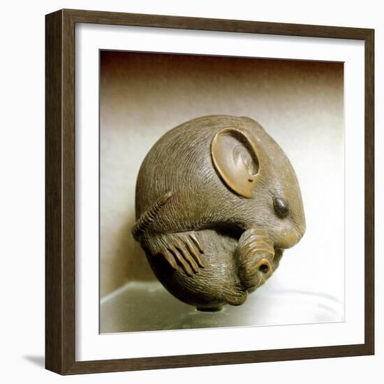 Netsuke carved in the form of a rat, one of the 12 animals of the Japanese zodiac. Artist: Unknown-Unknown-Framed Giclee Print