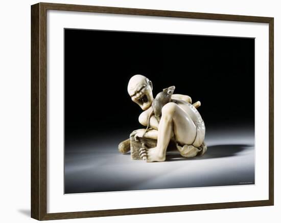 Netsuke Figure of the Thwarted Rat Catcher in Carved Ivory, 19th Century-null-Framed Photographic Print