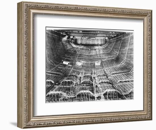 Network of Metal Rods Woven Together Inside Stern at Great Northern Concrete Shipbuilding Co-Gordon Stuart-Framed Photographic Print