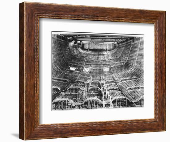 Network of Metal Rods Woven Together Inside Stern at Great Northern Concrete Shipbuilding Co-Gordon Stuart-Framed Photographic Print