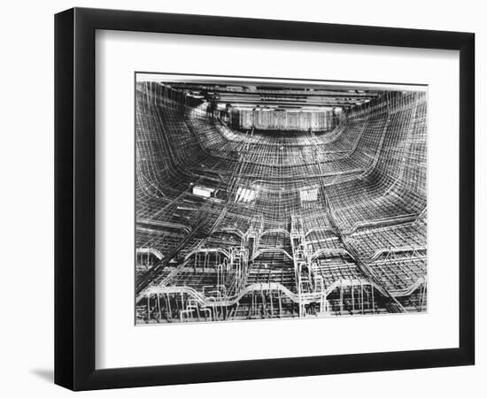 Network of Metal Rods Woven Together Inside Stern at Great Northern Concrete Shipbuilding Co-Gordon Stuart-Framed Photographic Print