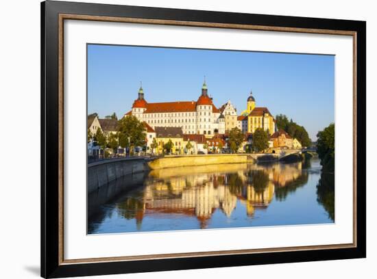 Neuburg Castle Reflected in the River Danube, Neuburg, Neuburg-Schrobenhausen, Bavaria, Germany-Doug Pearson-Framed Photographic Print