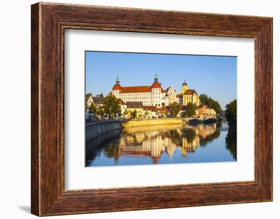Neuburg Castle Reflected in the River Danube, Neuburg, Neuburg-Schrobenhausen, Bavaria, Germany-Doug Pearson-Framed Photographic Print