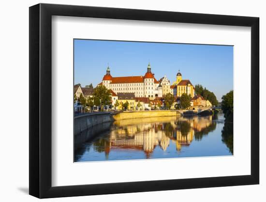 Neuburg Castle Reflected in the River Danube, Neuburg, Neuburg-Schrobenhausen, Bavaria, Germany-Doug Pearson-Framed Photographic Print