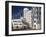 Neuer Zollhof Office Buildings with Rheinturm in Background, Medienhafen, Dusseldorf, Germany, Euro-David Clapp-Framed Photographic Print