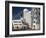 Neuer Zollhof Office Buildings with Rheinturm in Background, Medienhafen, Dusseldorf, Germany, Euro-David Clapp-Framed Photographic Print