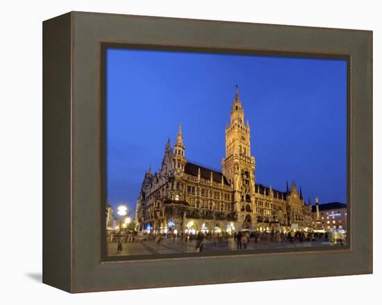 Neues Rathaus (New Town Hall), Marienplatz, at Night, Bavaria (Bayern), Germany-Gary Cook-Framed Premier Image Canvas