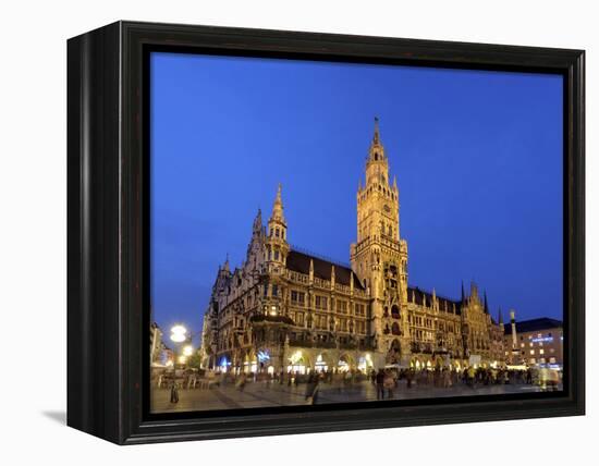 Neues Rathaus (New Town Hall), Marienplatz, at Night, Bavaria (Bayern), Germany-Gary Cook-Framed Premier Image Canvas