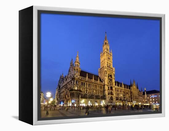 Neues Rathaus (New Town Hall), Marienplatz, at Night, Bavaria (Bayern), Germany-Gary Cook-Framed Premier Image Canvas