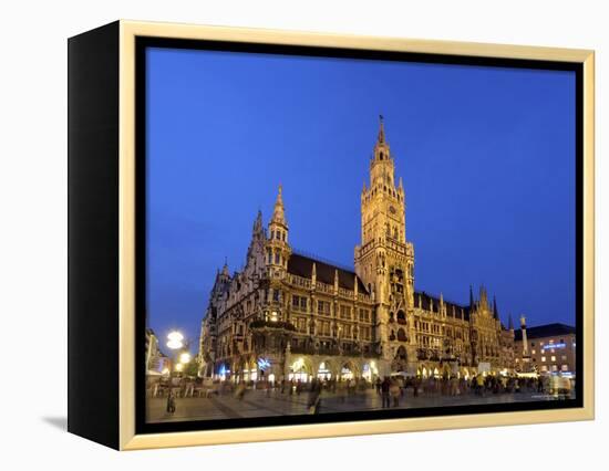 Neues Rathaus (New Town Hall), Marienplatz, at Night, Bavaria (Bayern), Germany-Gary Cook-Framed Premier Image Canvas