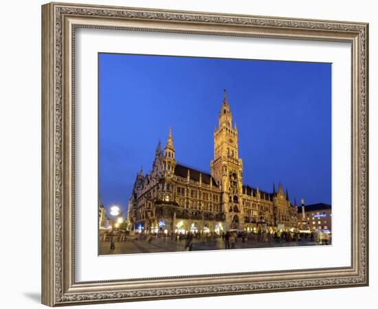 Neues Rathaus (New Town Hall), Marienplatz, at Night, Bavaria (Bayern), Germany-Gary Cook-Framed Photographic Print