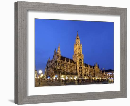 Neues Rathaus (New Town Hall), Marienplatz, at Night, Bavaria (Bayern), Germany-Gary Cook-Framed Photographic Print