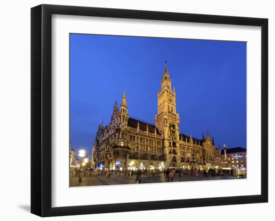 Neues Rathaus (New Town Hall), Marienplatz, at Night, Bavaria (Bayern), Germany-Gary Cook-Framed Photographic Print