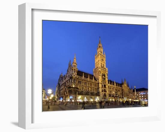 Neues Rathaus (New Town Hall), Marienplatz, at Night, Bavaria (Bayern), Germany-Gary Cook-Framed Photographic Print