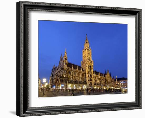 Neues Rathaus (New Town Hall), Marienplatz, at Night, Bavaria (Bayern), Germany-Gary Cook-Framed Photographic Print