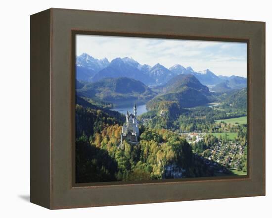 Neuschwanstein and Hohenschwangau Castles, Alpsee and Tannheimer Alps, Allgau, Bavaria, Germany-Hans Peter Merten-Framed Premier Image Canvas