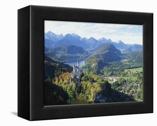 Neuschwanstein and Hohenschwangau Castles, Alpsee and Tannheimer Alps, Allgau, Bavaria, Germany-Hans Peter Merten-Framed Premier Image Canvas