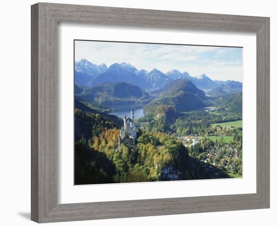 Neuschwanstein and Hohenschwangau Castles, Alpsee and Tannheimer Alps, Allgau, Bavaria, Germany-Hans Peter Merten-Framed Photographic Print