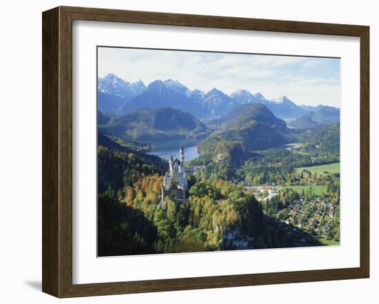 Neuschwanstein and Hohenschwangau Castles, Alpsee and Tannheimer Alps, Allgau, Bavaria, Germany-Hans Peter Merten-Framed Photographic Print