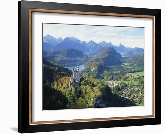 Neuschwanstein and Hohenschwangau Castles, Alpsee and Tannheimer Alps, Allgau, Bavaria, Germany-Hans Peter Merten-Framed Photographic Print