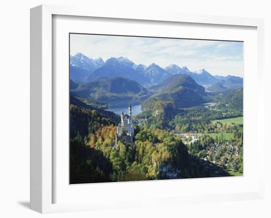 Neuschwanstein and Hohenschwangau Castles, Alpsee and Tannheimer Alps, Allgau, Bavaria, Germany-Hans Peter Merten-Framed Photographic Print