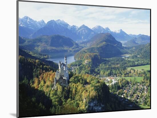 Neuschwanstein and Hohenschwangau Castles, Alpsee and Tannheimer Alps, Allgau, Bavaria, Germany-Hans Peter Merten-Mounted Photographic Print