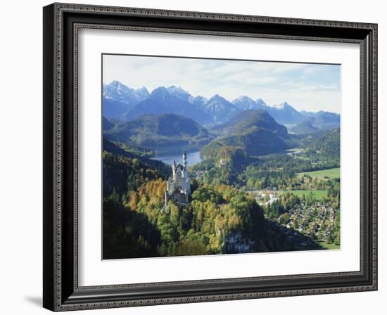 Neuschwanstein and Hohenschwangau Castles, Alpsee and Tannheimer Alps, Allgau, Bavaria, Germany-Hans Peter Merten-Framed Photographic Print