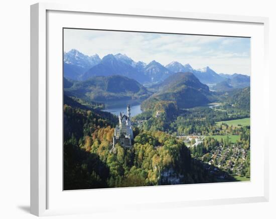 Neuschwanstein and Hohenschwangau Castles, Alpsee and Tannheimer Alps, Allgau, Bavaria, Germany-Hans Peter Merten-Framed Photographic Print