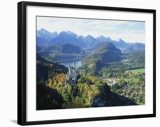 Neuschwanstein and Hohenschwangau Castles, Alpsee and Tannheimer Alps, Allgau, Bavaria, Germany-Hans Peter Merten-Framed Photographic Print