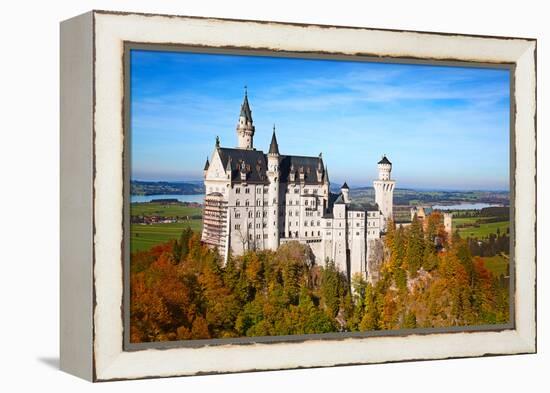Neuschwanstein Castle in Bavarian Alps, Germany-swisshippo-Framed Premier Image Canvas