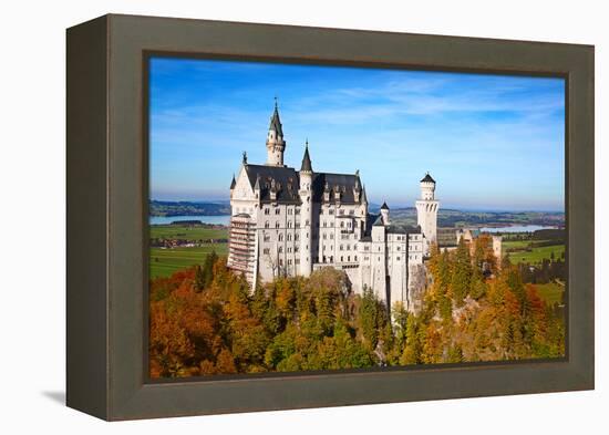 Neuschwanstein Castle in Bavarian Alps, Germany-swisshippo-Framed Premier Image Canvas