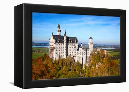 Neuschwanstein Castle in Bavarian Alps, Germany-swisshippo-Framed Premier Image Canvas