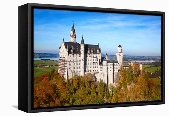 Neuschwanstein Castle in Bavarian Alps, Germany-swisshippo-Framed Premier Image Canvas
