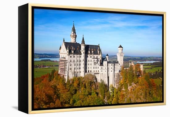 Neuschwanstein Castle in Bavarian Alps, Germany-swisshippo-Framed Premier Image Canvas