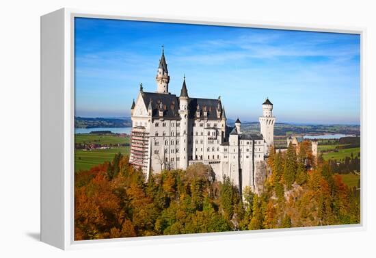 Neuschwanstein Castle in Bavarian Alps, Germany-swisshippo-Framed Premier Image Canvas