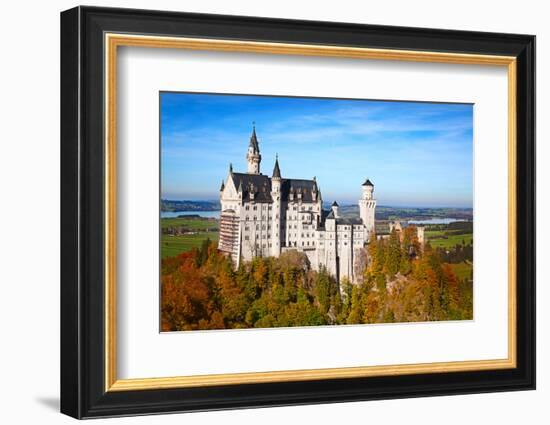 Neuschwanstein Castle in Bavarian Alps, Germany-swisshippo-Framed Photographic Print