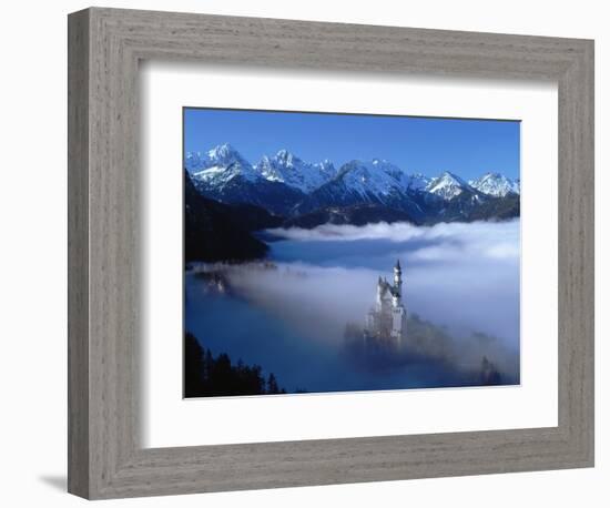 Neuschwanstein Castle Surrounded in Fog-Ray Juno-Framed Photographic Print