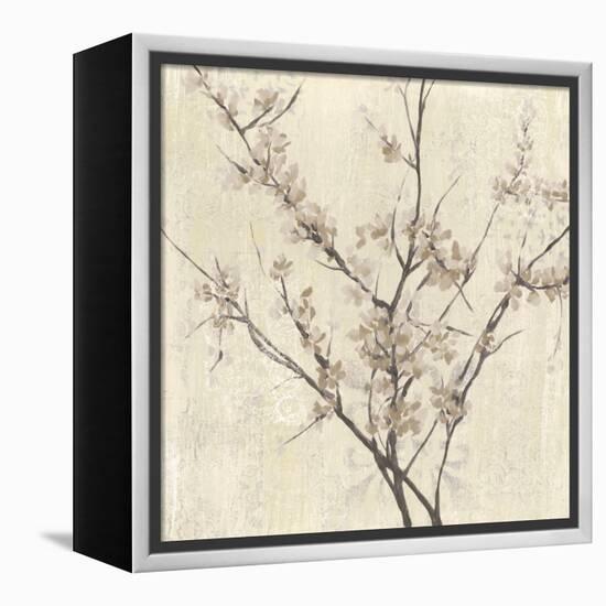 Neutral Blossoms on Cream I-Jennifer Goldberger-Framed Stretched Canvas