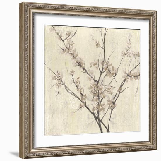 Neutral Blossoms on Cream I-Jennifer Goldberger-Framed Art Print