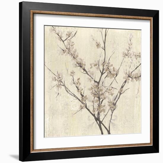 Neutral Blossoms on Cream I-Jennifer Goldberger-Framed Art Print