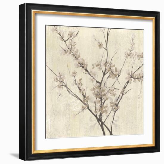 Neutral Blossoms on Cream I-Jennifer Goldberger-Framed Art Print