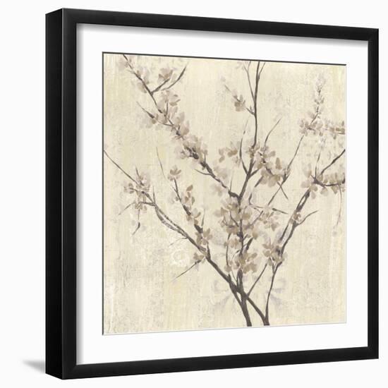 Neutral Blossoms on Cream I-Jennifer Goldberger-Framed Art Print