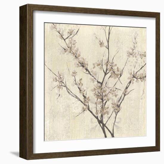 Neutral Blossoms on Cream I-Jennifer Goldberger-Framed Art Print