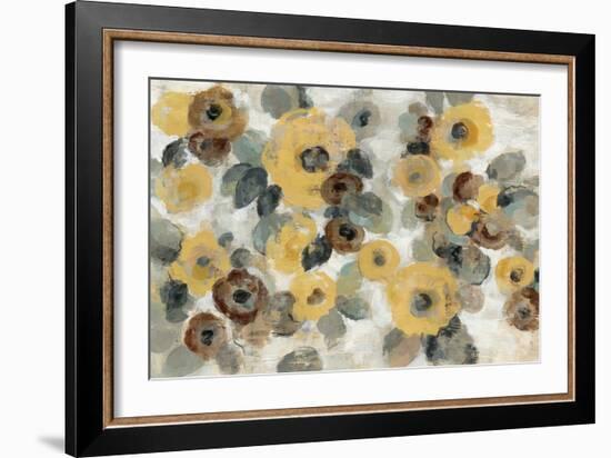 Neutral Floral Beige I Yellow Flowers-Silvia Vassileva-Framed Art Print