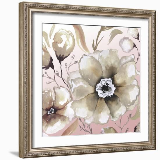 Neutral Flowers on Pink I-Elizabeth Medley-Framed Art Print