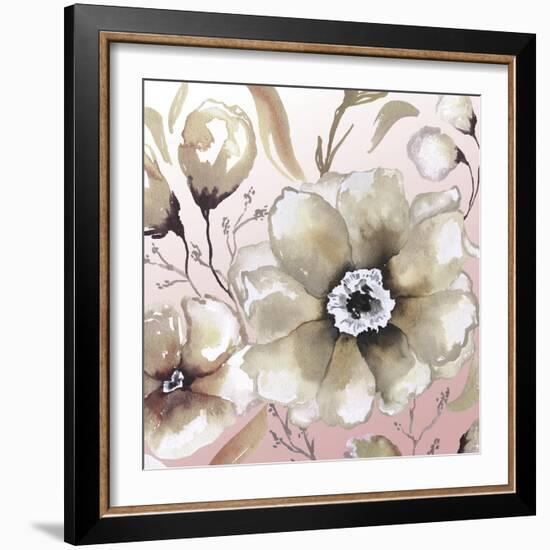 Neutral Flowers on Pink I-Elizabeth Medley-Framed Art Print